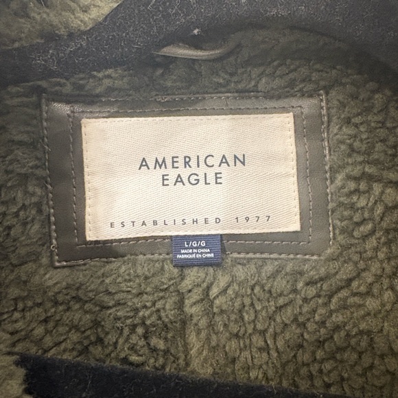 American Eagle Dark olive Green oversized biker Jacket - Picture 6 of 7